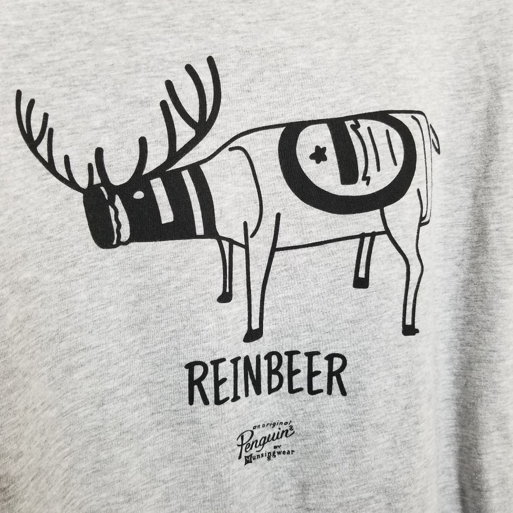 NWT Original Penguin Reinbeer T Shirt XL Christmas Reindeer Novelty Graphic Gray - Picture 5 of 11